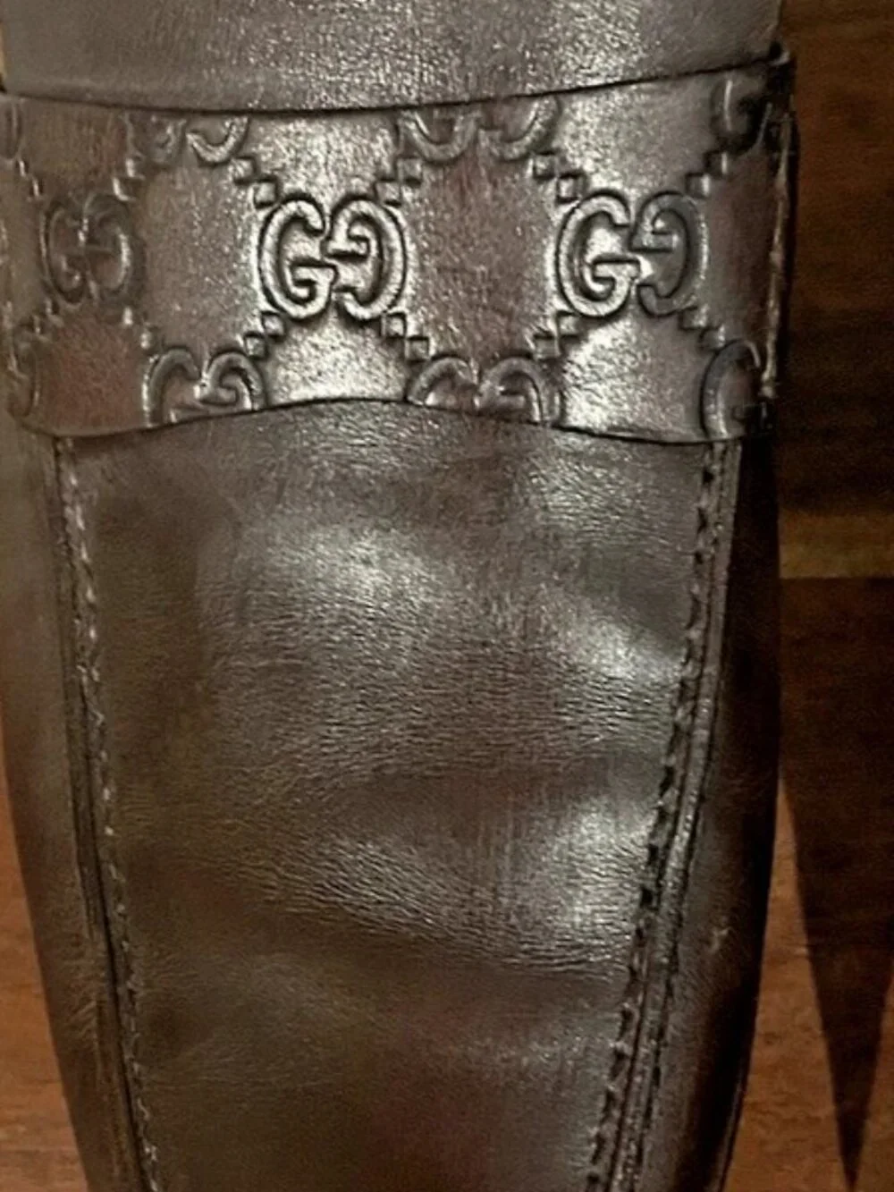 Gucci Guccissima Leather Penny Loafers Brown Mens 12 Made in Italy